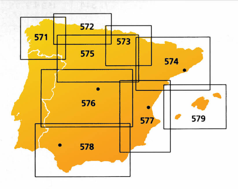 Karteneinteilung / Blattschnitt / Kartenübersicht für die Michelin Regional Spanien 1:400.000